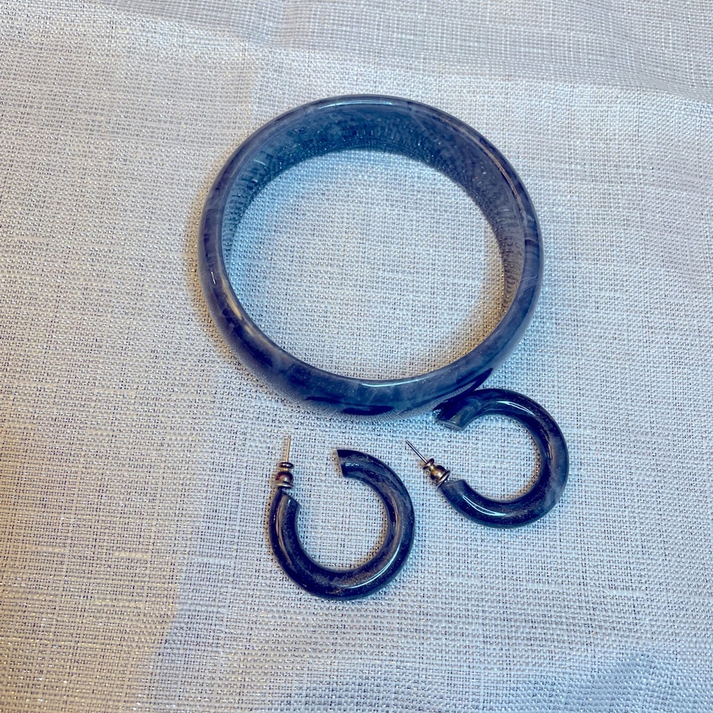Navy bangle bracelet and earring set